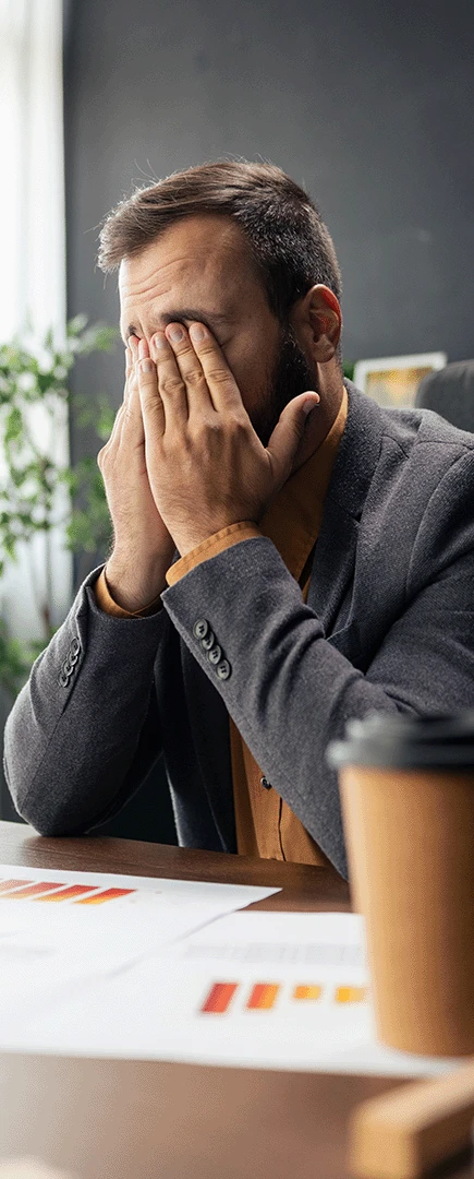 Financial Year-End. Accountant feeling the pressure of work.