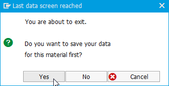 Create material in SAP MM and save it