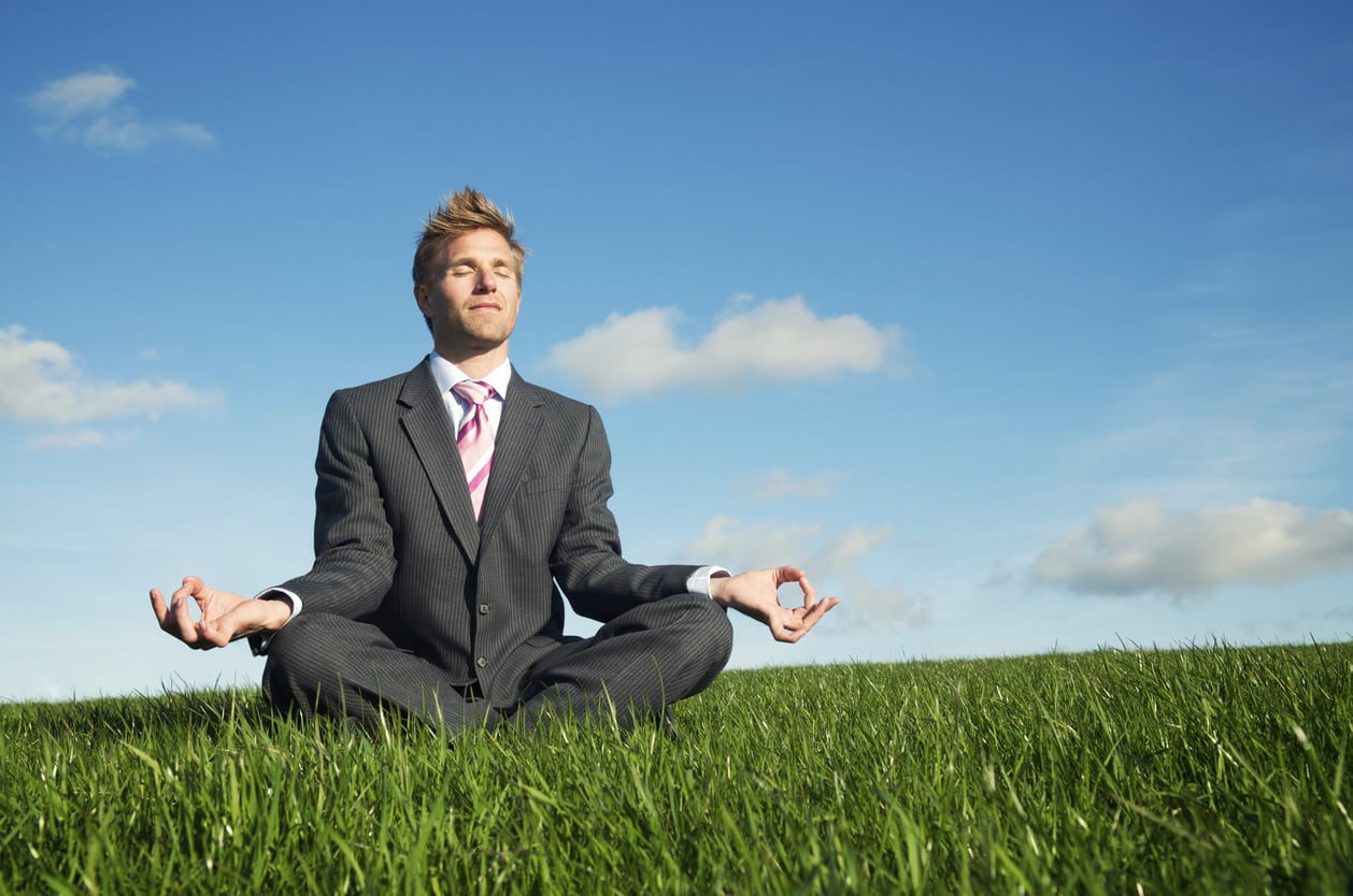 Businessman Does Yoga